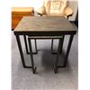 Image 1 : Contemporary wood top metal side table - approx. 2ft wide 19 1/2in depth x 25in height