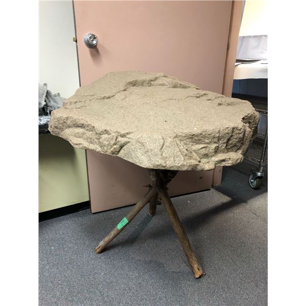 Custom-designed decorative prop rock w/ wooden base - 33in wide x 35in ...