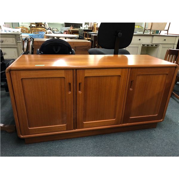 Teak mid-century 3 door sideboard 57in W 19in D 29in H