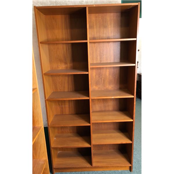 Teak double bookcase 40 W 13in D 76in H