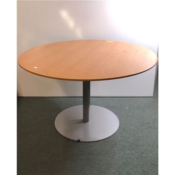 Round pedal stool dining table 48in D