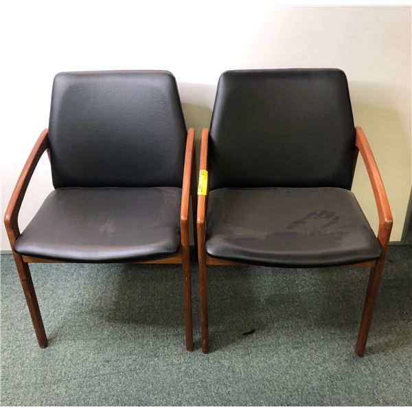 Pair of vegan leather dining chairs