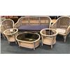 Image 2 : 6 piece rattan patio set includes sofa, two chairs, coffee table w/glass, & two end tables w/o glass