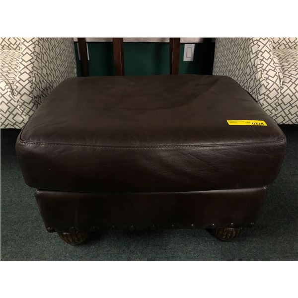 Brown leather ottoman 22in x 28in