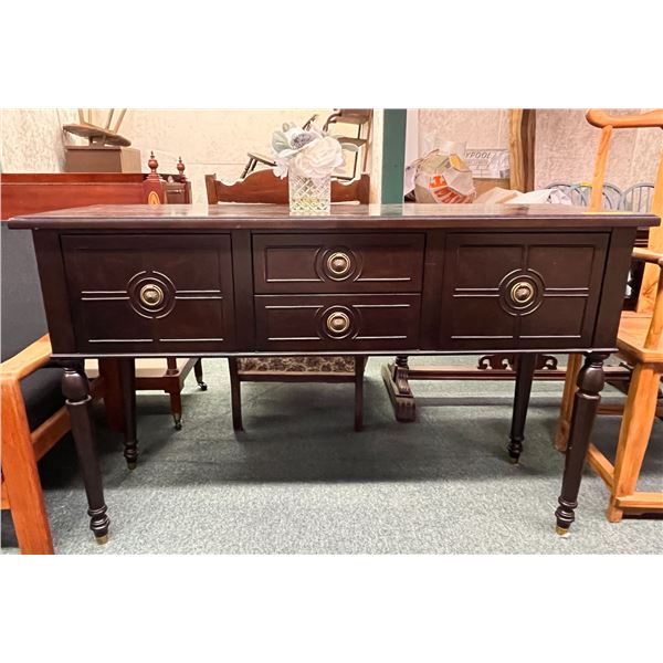 Flute leg 4 drawer entry stand 54in W 18in D 34in H (leg is loose - needs glue)