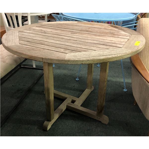 42in D Weathered teak outdoor table
