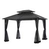 Image 1 : NEW - Hampton Bay - Farrington Hardtop Gazebo 12' x 14' - Graphite - NEW IN BOX