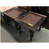 Image 1 : Pair of black end tables (1 piece of glass missing) 28in W 25in D 26in H
