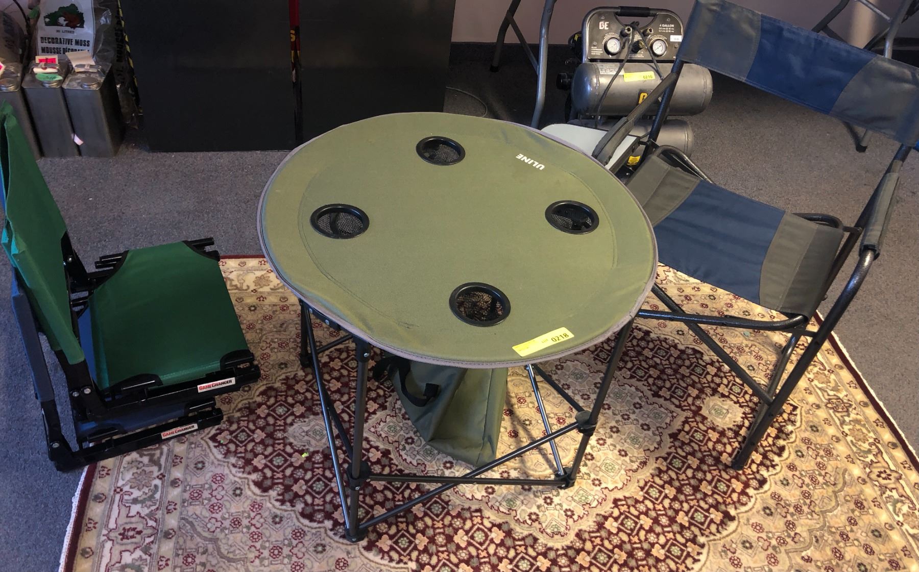 Uline camping table w/ chair & set of 3 stadium chairs