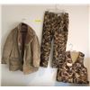 Image 1 : Hunting/Fishing man outfit - includes 1 Sears camel coat (size 44)/1 Gam chide pant (size 40)/1 Must