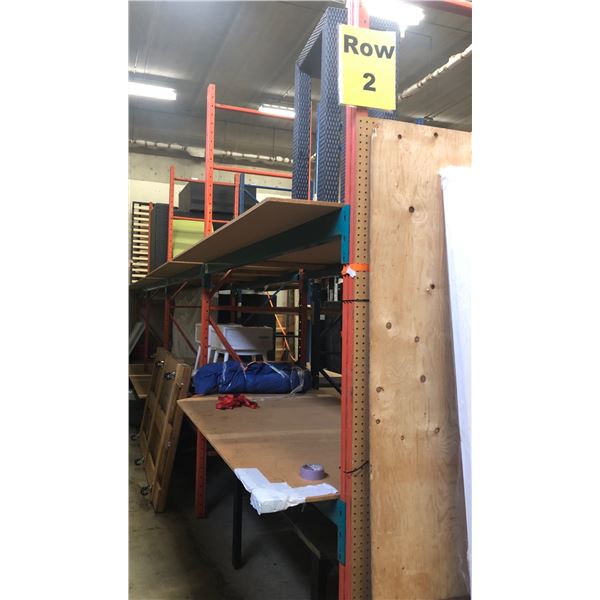 Industrial shelving rack - Includes 5 Vertical beams and 16 horizontal beams with wooden Shelf, 8 s