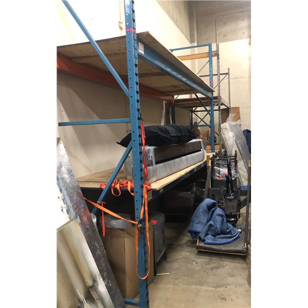 Industrial shelving rack - Includes 4 Vertical beams and 8 horizontal beams with wooden Shelf, 4 she