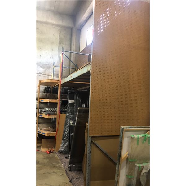 Industrial shelving rack - Includes 3  Vertical beams and 9 horizontal beams with wooden Shelf, 5 sh