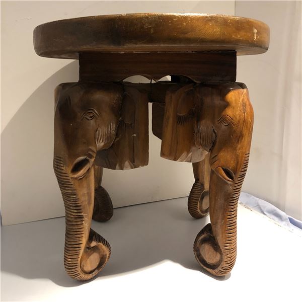 Wooden Round Table Small Flower Vase Idol Stand Elephant Head Pillar Tusker Home Decor Rosewood Stoo