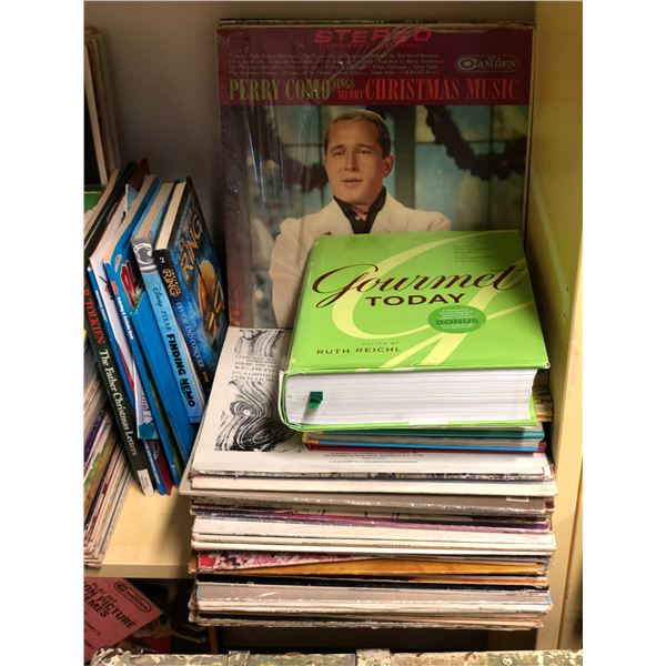 Lot of misc record covers (no records) and books