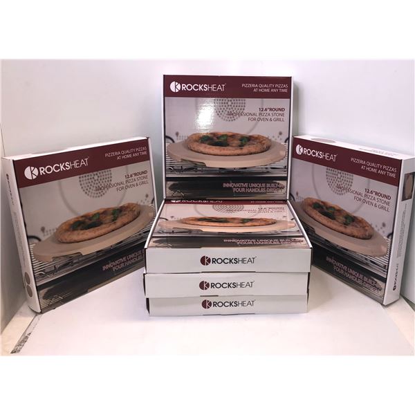 Group of 6 ROCKS HEAT 12.6in Round Professional Pizza Stone for Oven & Grill
