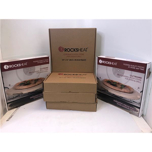 Group of 6 ROCKS HEAT 12.6in Round Professional Pizza Stone for Oven & Grill