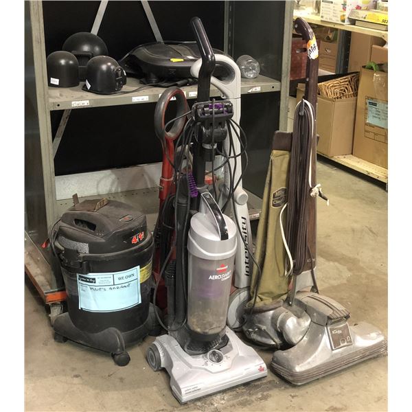4 upright vacuums & shopvac