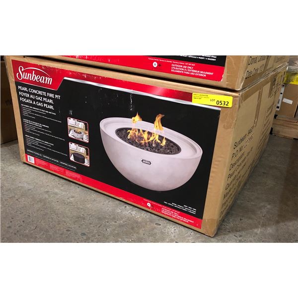 NEW Sunbeam - Pearl Concrete Fire Pit - (Convertible to Natural Gas) - 31 1/2in x 31 1/2in x 14 1/2i