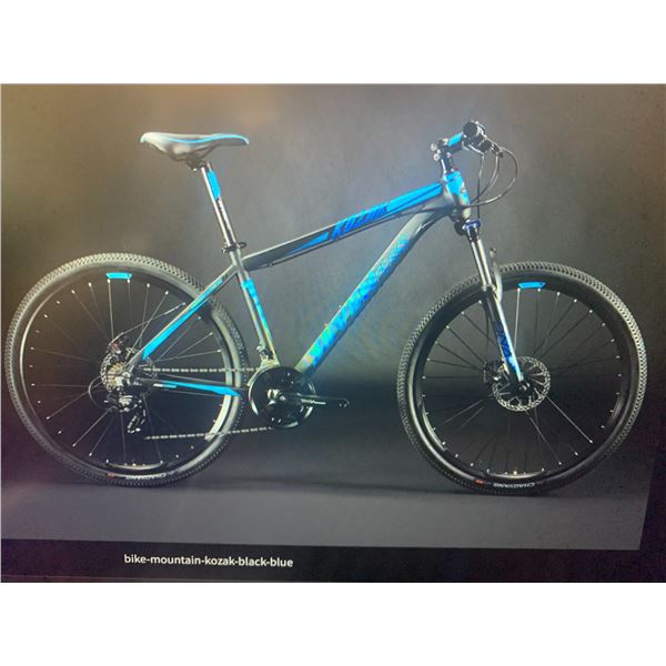 New 7 Peaks Kozak Mountain Bike, Black with Blue, 13, new in box