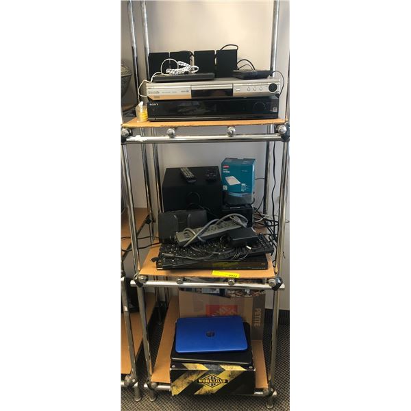 Large group of misc. electronics and DVD CD'S - Includes Sony DVD player/ speakers, Panasonic DVD pl