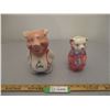 Image 1 : (2) Vintage Ceramic Piggy Banks (one is Royal Copley--Some Damage)
