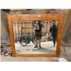 Image 1 : Antique Barbers Mirror - Bevelled Glass - Oak Framed - Circa 1920! 56 x 49