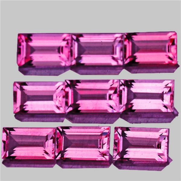 Natural Baguette Pink Tourmaline 9 Pcs {Flawless-VVS1}