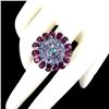 Image 3 : Natural Rhodolite Garnet Emerald Tanzanite Ring