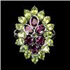 Image 2 : Natural Rhodolite Garnet Peridot Ring