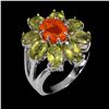 Image 1 : Natural Mexican Orange Opal & Peridot Ring