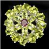 Image 1 : Natural 7x5 Mm Rich Green Peridot Garnet Ring