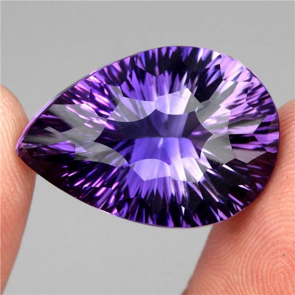 Natural Pear Concave Cut Amethyst 24.40 Cts