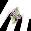 Image 1 : Natural Peridot Aquamarine Rhodolite Garnet Ring