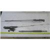 3 fishing rods - 1 with reel