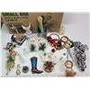 Assorted decorative items - Christmas bells, fairy figurines, dream catcher, Christmas ornaments, et