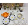 Collection of assorted dishwares - Drinking glasses, bowls, shot glasses, etc.