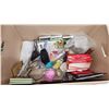 Image 7 : Box of misc. household items - essential oil infuser, various dishes, health books, nail polish, etc