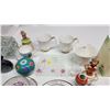 Image 4 : Collection of glass and porcelain decorative items - figures, tea cups n saucers, vases, etc.