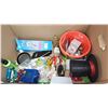 Image 5 : Box of Assorted items - Decorative seasonal items, cassette tapes, candy dish, beauty items, etc.