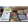 Image 2 : Box of linens - Sheet sets, place mats, throw blankets, etc.