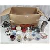 Image 1 : Box of assorted items - Coffee cups, candle holders, ornaments, vases, knick knacks, etc.