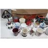 Image 2 : Box of assorted items - Coffee cups, candle holders, ornaments, vases, knick knacks, etc.