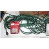 Image 2 : Box of Christmas lights, heavy duty extension cords, plastic hooks, etc.