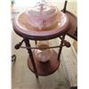 Image 8 : Antique wooden washing station with pitcher and bowl and mirror.