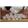 Image 1 : Glass punch bowl, and drinking glasses, comes with plastic hooks