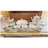 Image 2 : 12 pcs of "Crown Empire" fine China dish set - cream and sugar, tea pot, tea cups, casserole dish, g