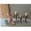 Image 1 : 3 decorative candles + 2 vases