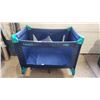 Image 6 : Blue "Graco" play pen and Baby playmat - pen is 39.5"Wx28"Dx30.5"H