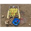 Image 1 : Crocket sticks and balls + 4 Badminton rackets and 1 lawn chair